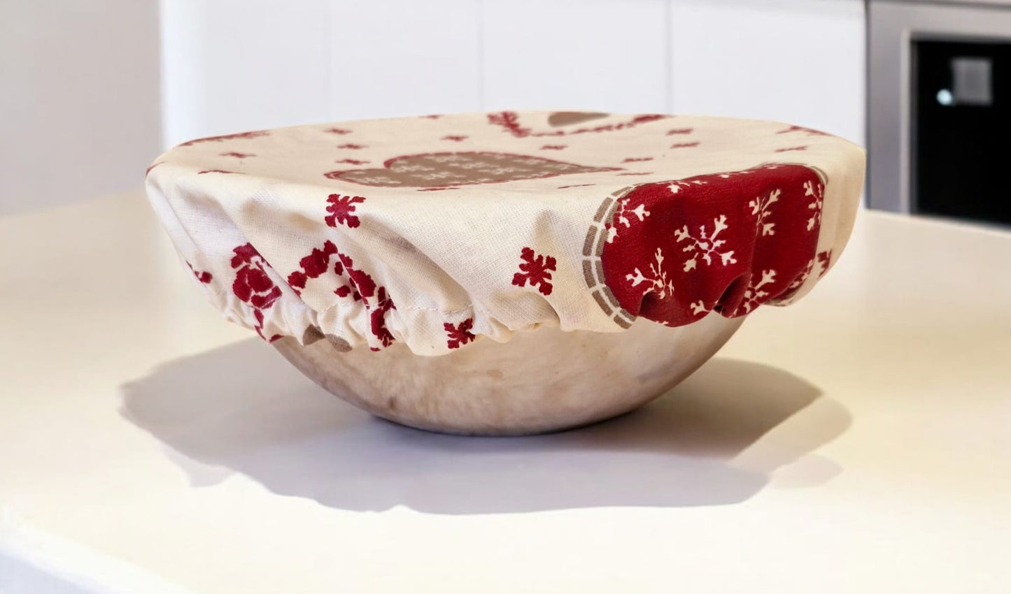 Lot de 3 Charlottes couvre-plat Alimentaires Réutilisables en Coton Imperméable – Motif Cœur Rouge cocoleeline