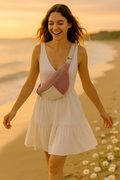 Sac banane pour femme rose en nid d'abeille  " Lougnia" cocoleeline
