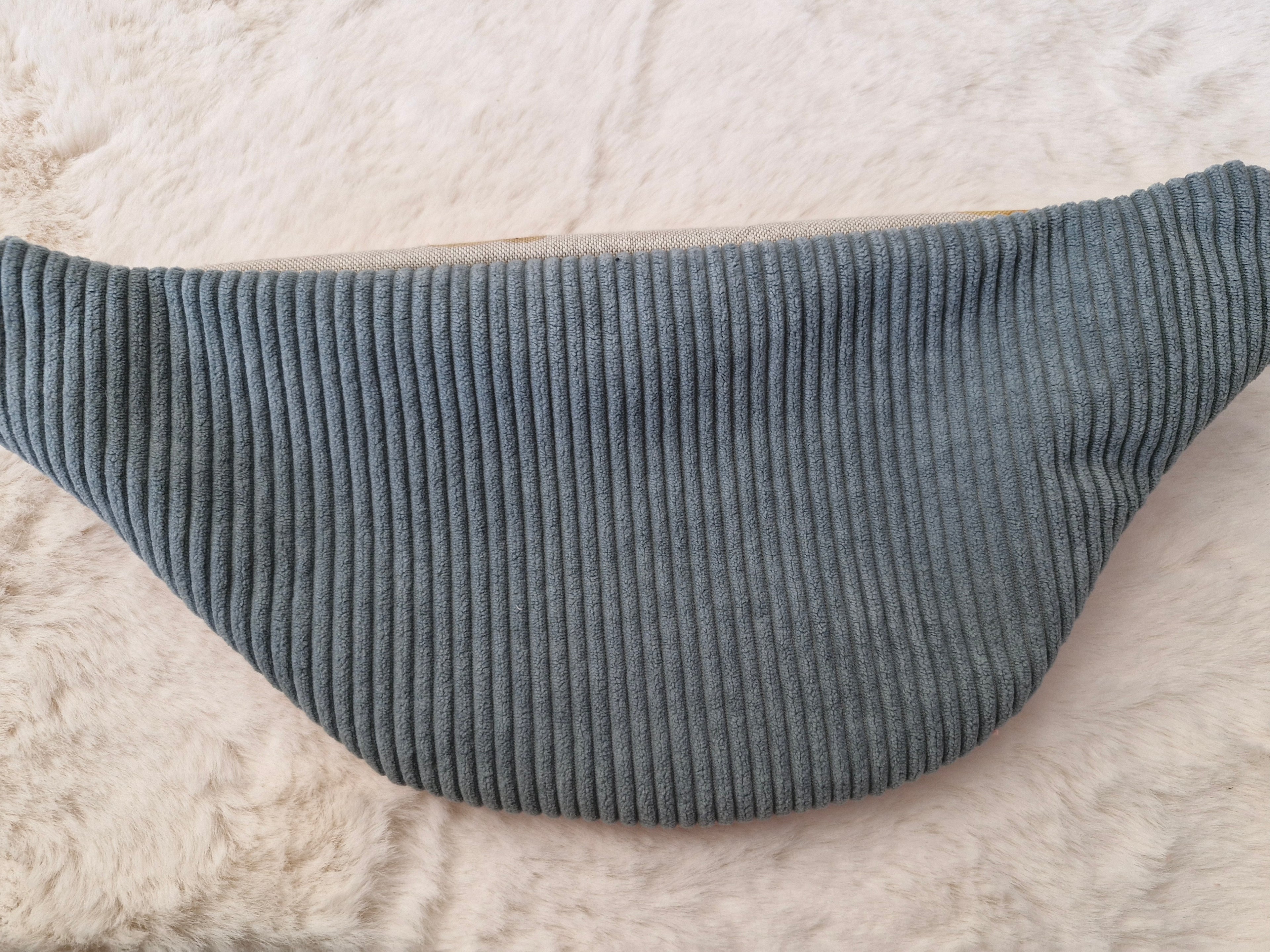 Sac banane velours côtelé rose et bleu motif ourson "VALOU" cocoleeline