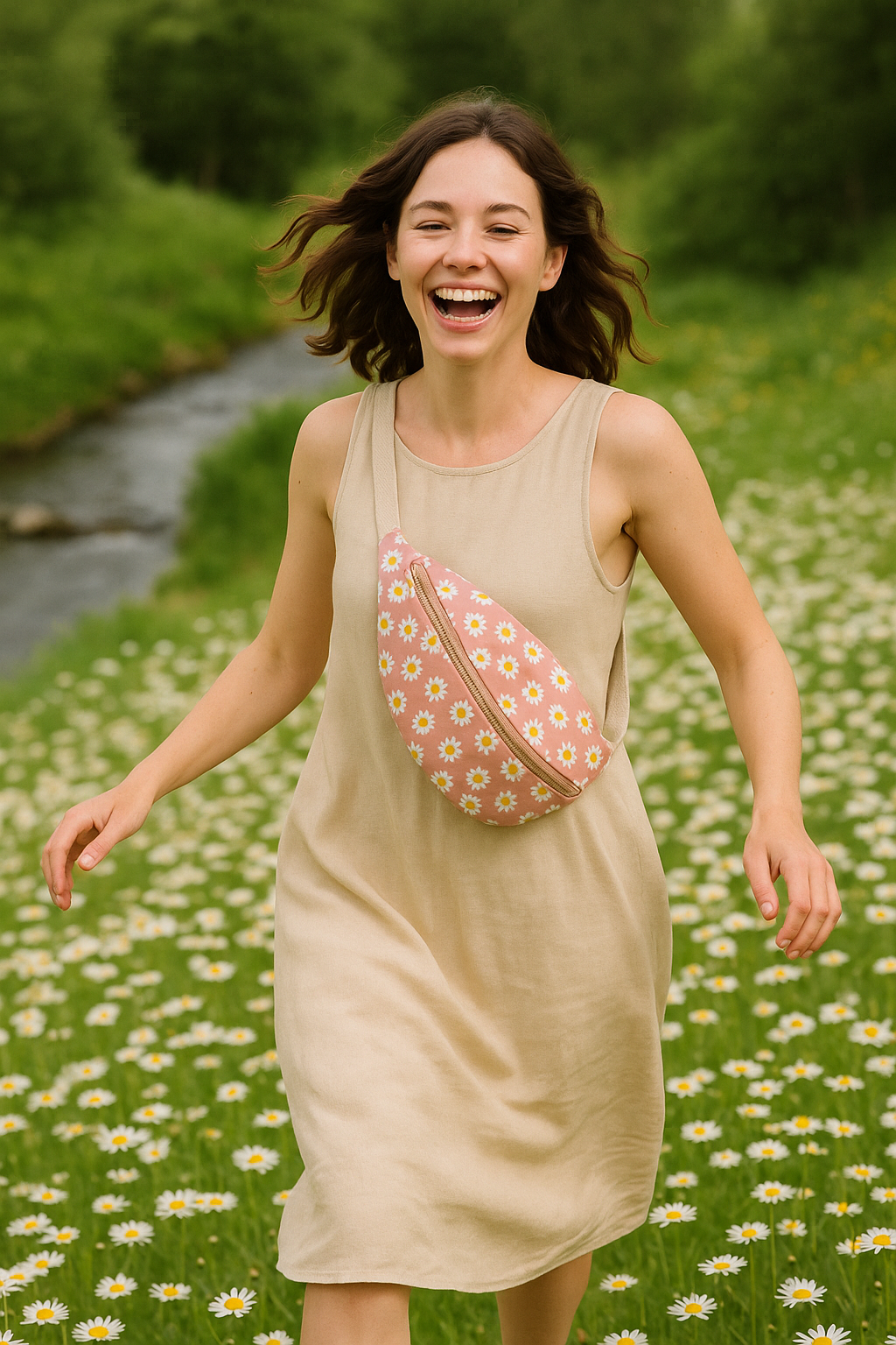 Sac banane femme Rose à Fleur "Pâquerie" cocoleeline