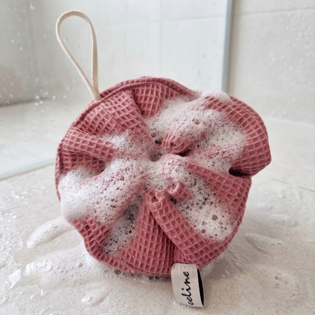 Fleur de Douche Vieux Rose en Coton Nid d’Abeille – Chic et Durable cocoleeline