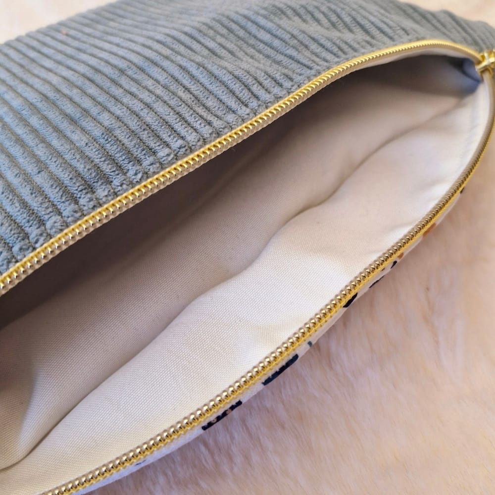 Sac banane femme en velours côtelé bleu clair ou foncé  "DREAM" cocoleeline