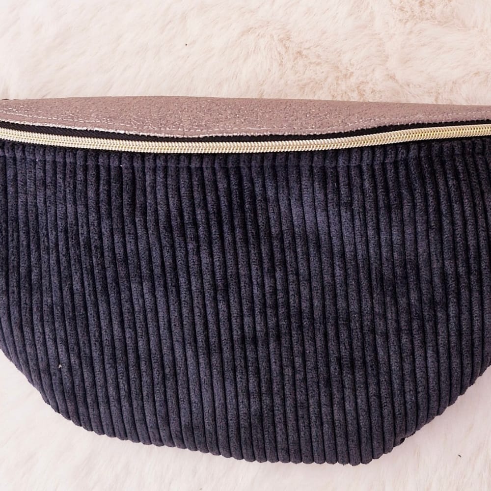 Sac banane femme en velours côtelé noir  et paillettes doré "RILEY" cocoleeline