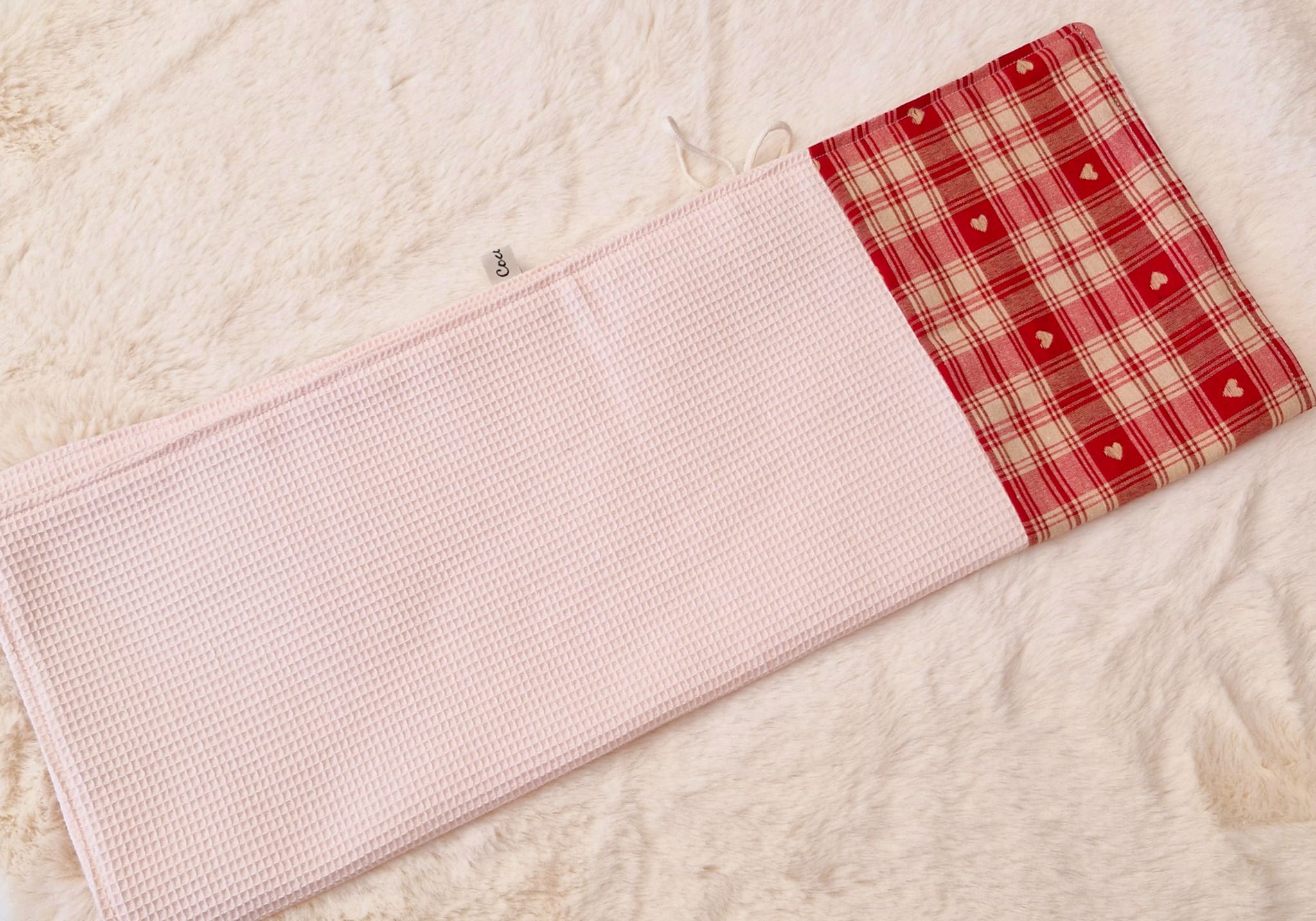 Torchon Nid d'Abeille Double Épaisseur avec Motif Cœur – Ultra-Absorbant 45 x 60 cm cocoleeline