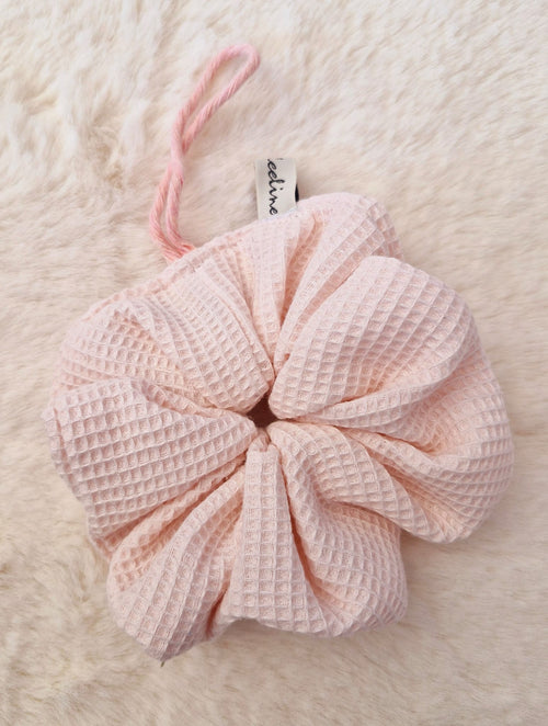 Fleur de Douche Rose en Coton Nid d’Abeille – Douceur et Écologie cocoleeline