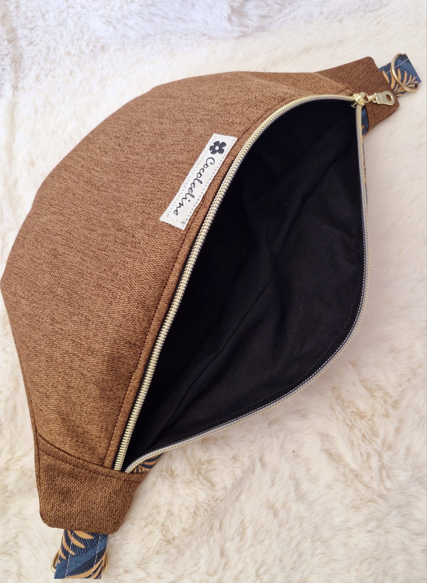 Sac Banane Marron et Bleu " NOE" cocoleeline