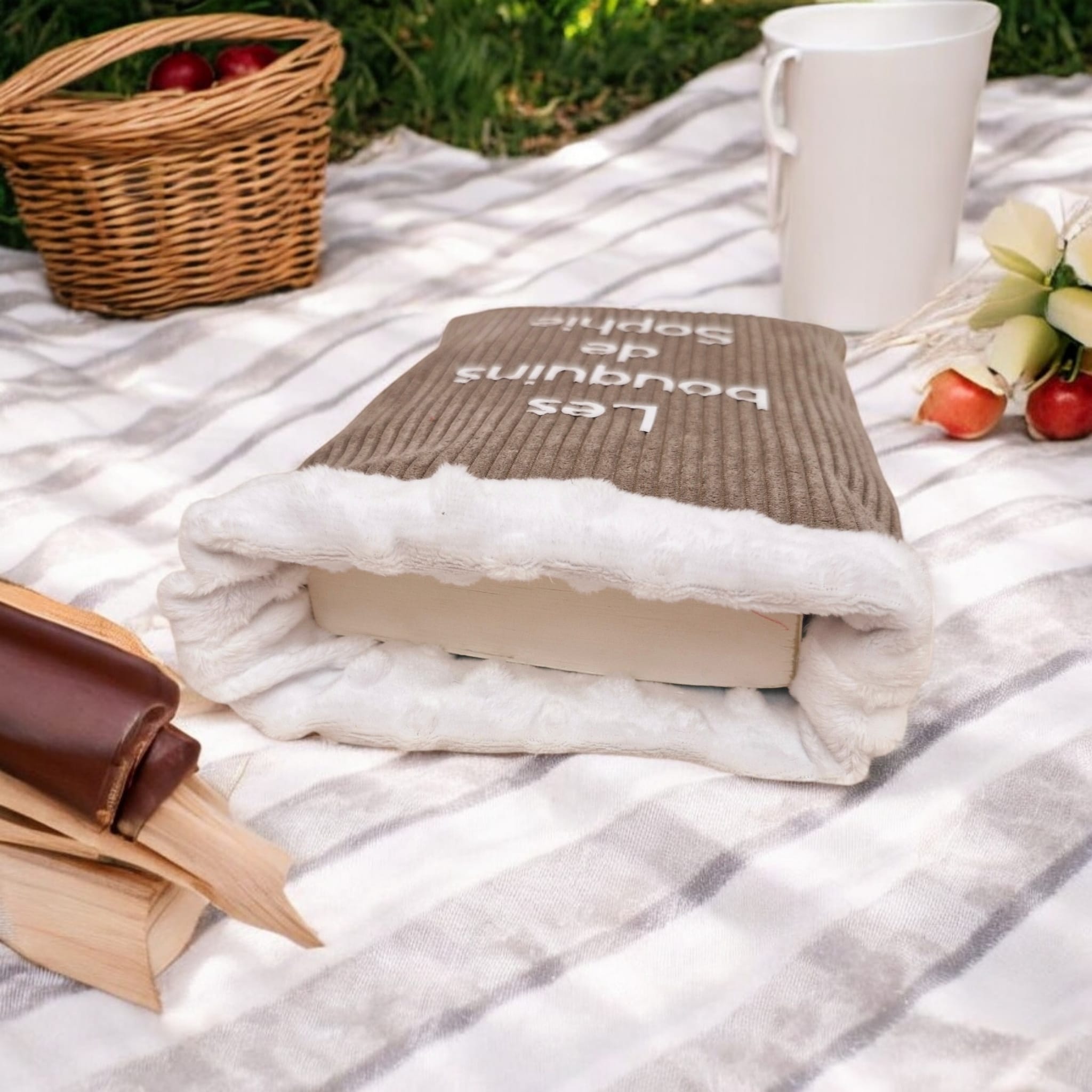 Housse de Livre en Velours Côtelé et Polaire Minky – Personnalisable cocoleeline