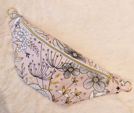 sac banane rose à fleur