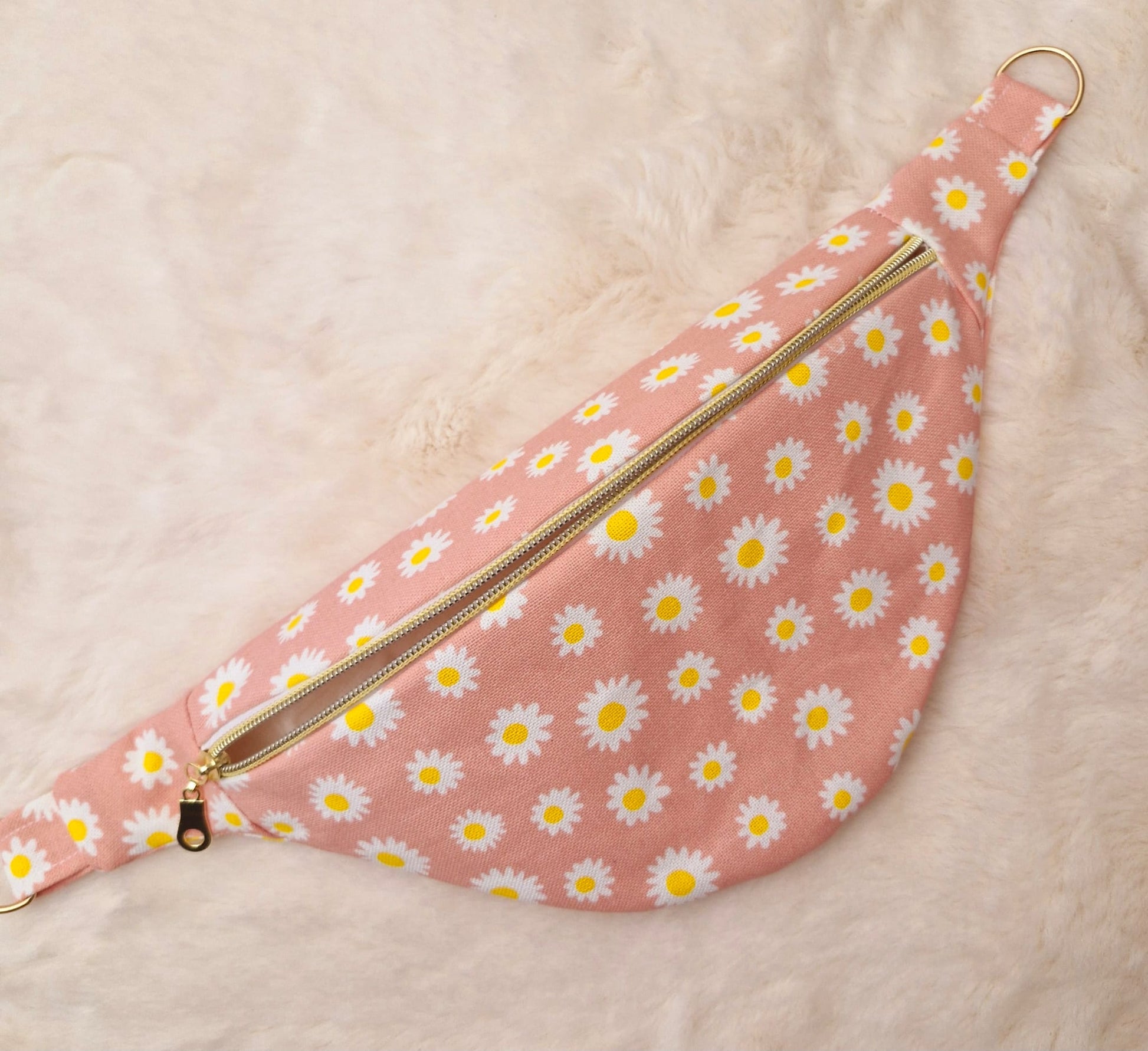 sac banane pour femme rose avec intérieur en coton écru