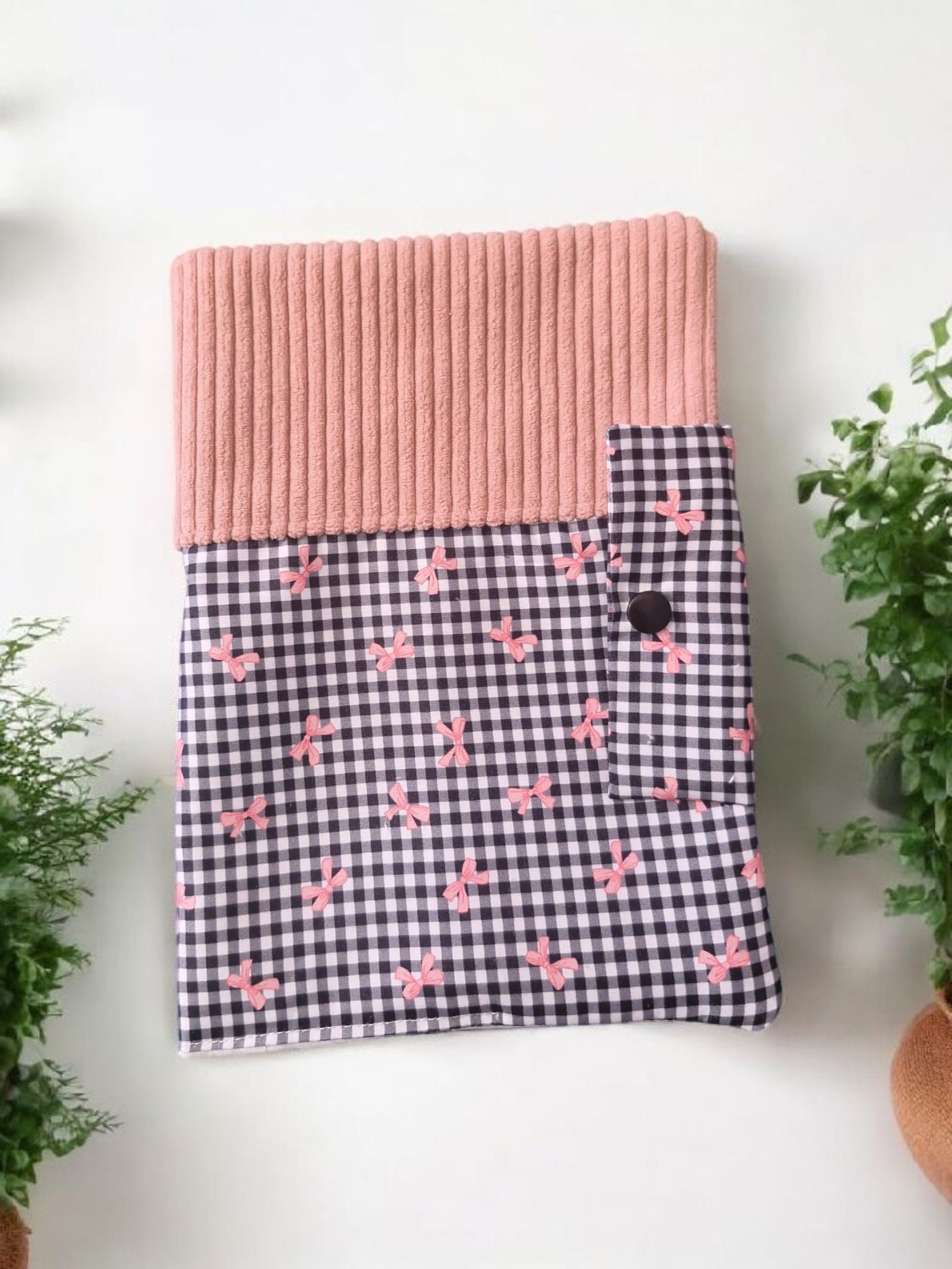 Protège carnet de santé personnalisable – Tissu vichy & velours côtelé cocoleeline