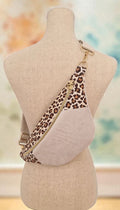 Sac banane femme velours côtelé écru motif léopard – pochette ceinture  – sac ceinture femme fait main, idée cadeau cocoleeline