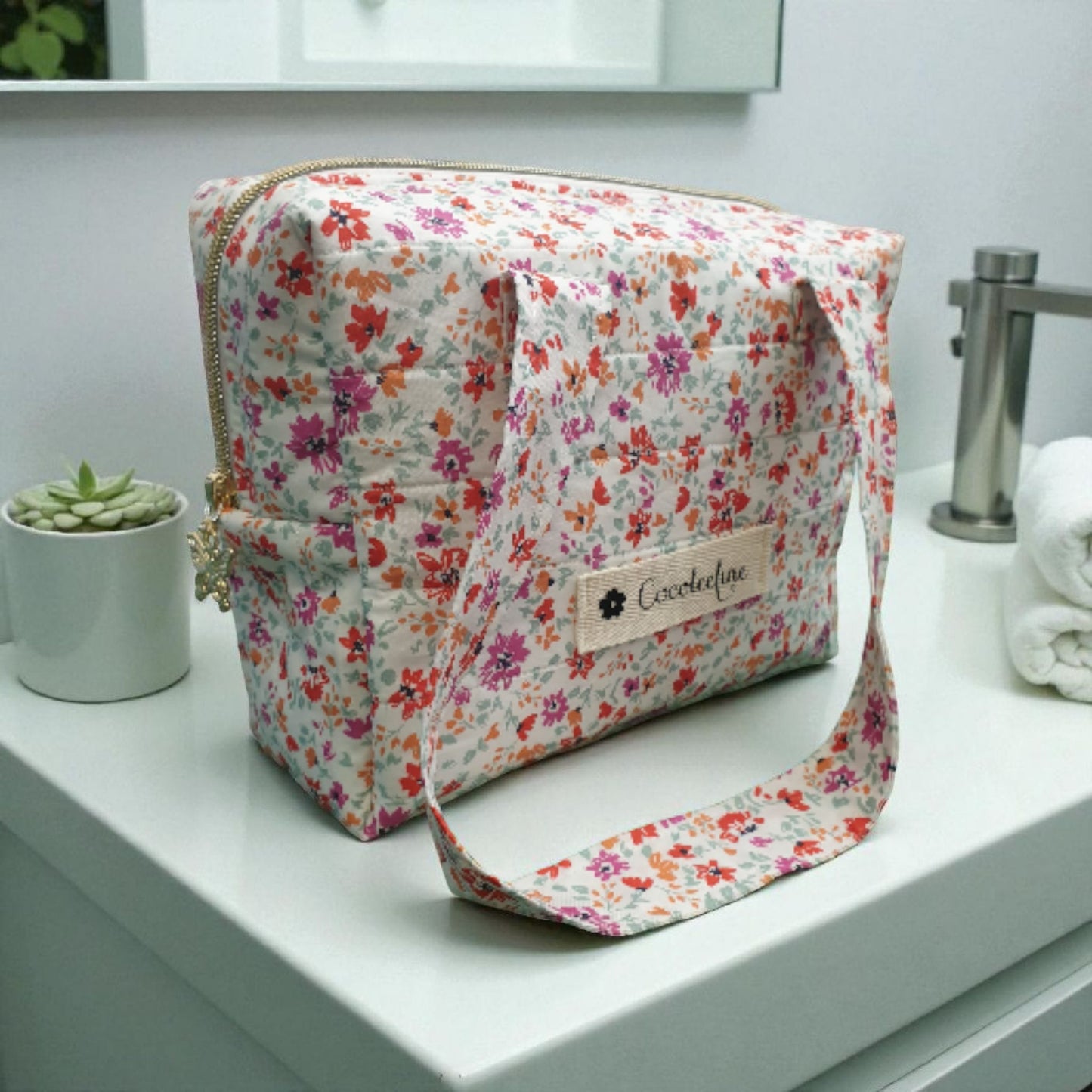 Grande trousse de toilette XL femme fleuri cocoleeline