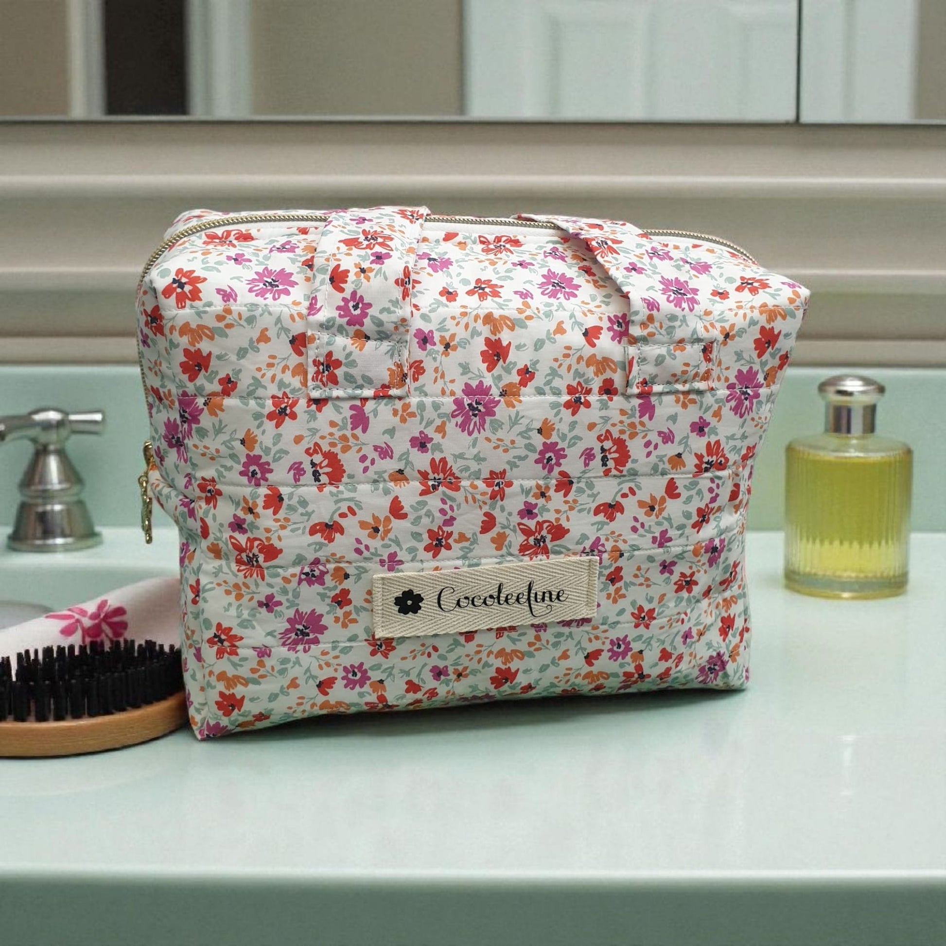 Grande trousse de toilette XL femme fleuri cocoleeline