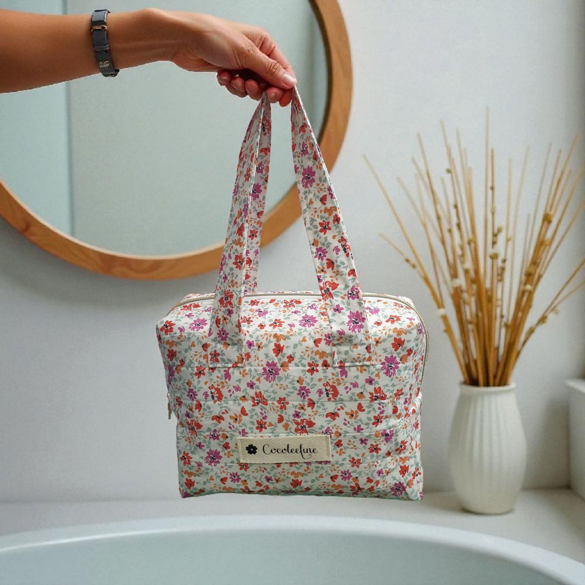 Grande trousse de toilette XL femme fleuri cocoleeline
