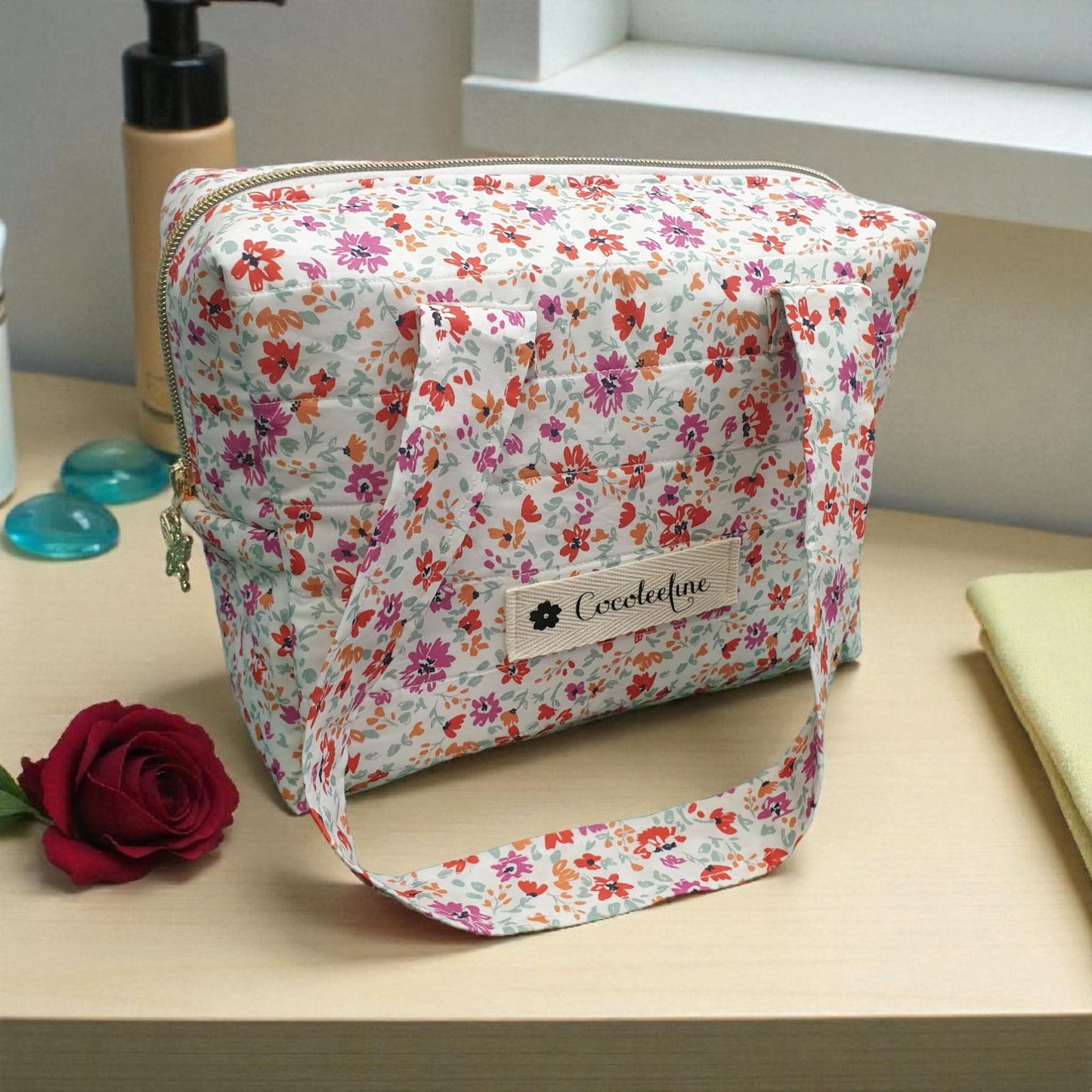 Grande trousse de toilette XL femme fleuri cocoleeline