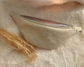 Sac banane velours côtelé écru / doré et similicuir cocoleeline