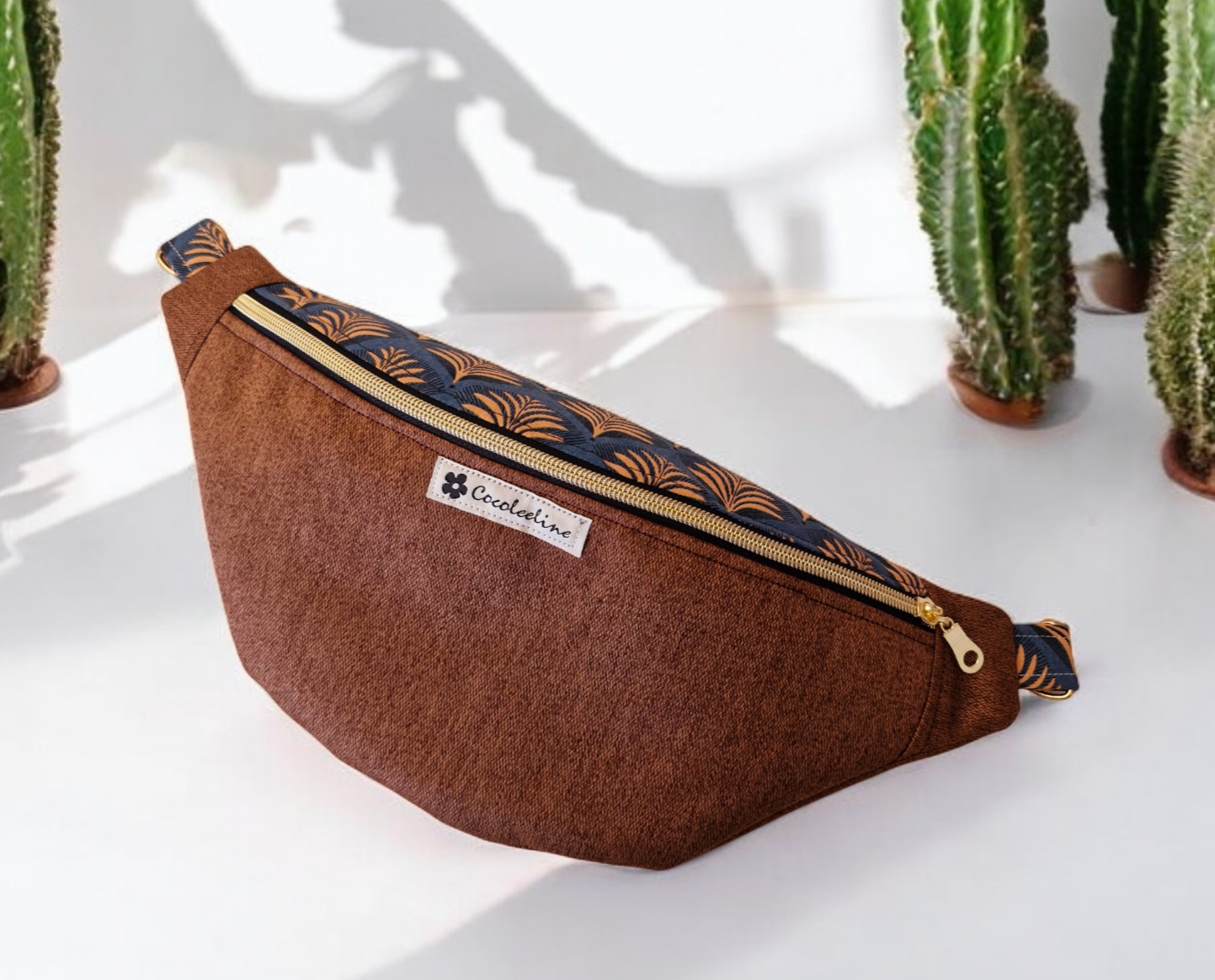 Sac Banane Marron et Bleu " NOE" cocoleeline