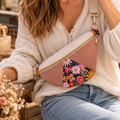 Sac Banane pour femme Velours Côtelé Rose & Fleurs – Élégance & Douceur "MIGNONNE" cocoleeline