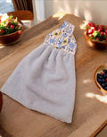Petit essuie-mains en éponge de bambou et coton fleuri bleu – Douceur et élégance au quotidien cocoleeline