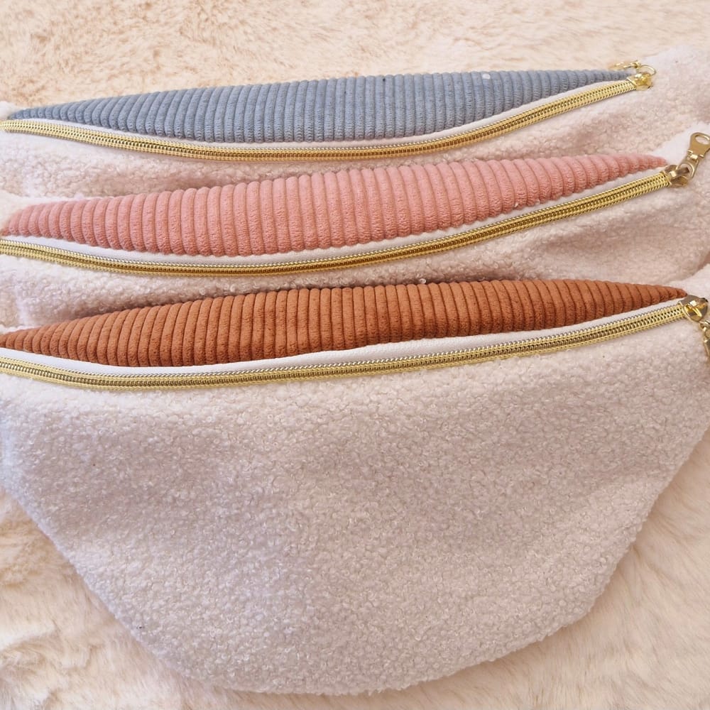sac banane rose bleu marron