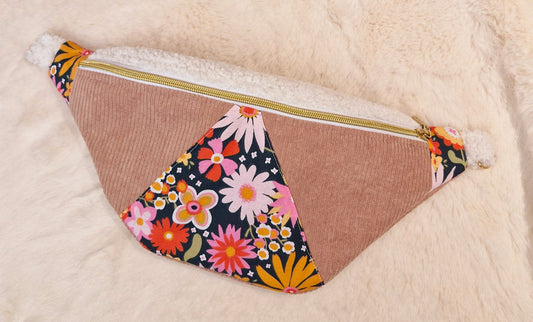 Sac banane rose  à fleur