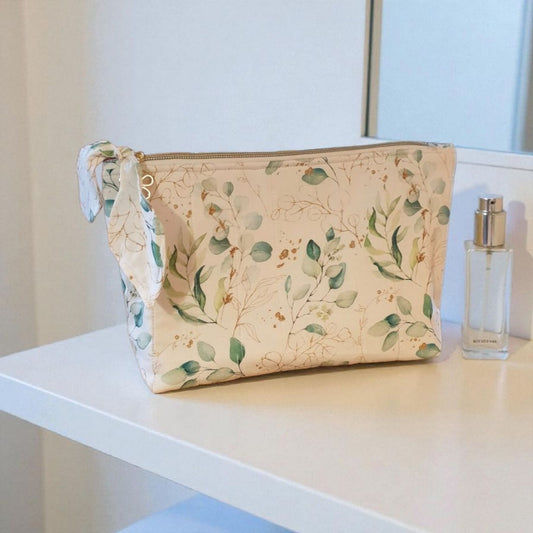 Trousse de toilette / Maquillage motif fleuri vert cocoleeline