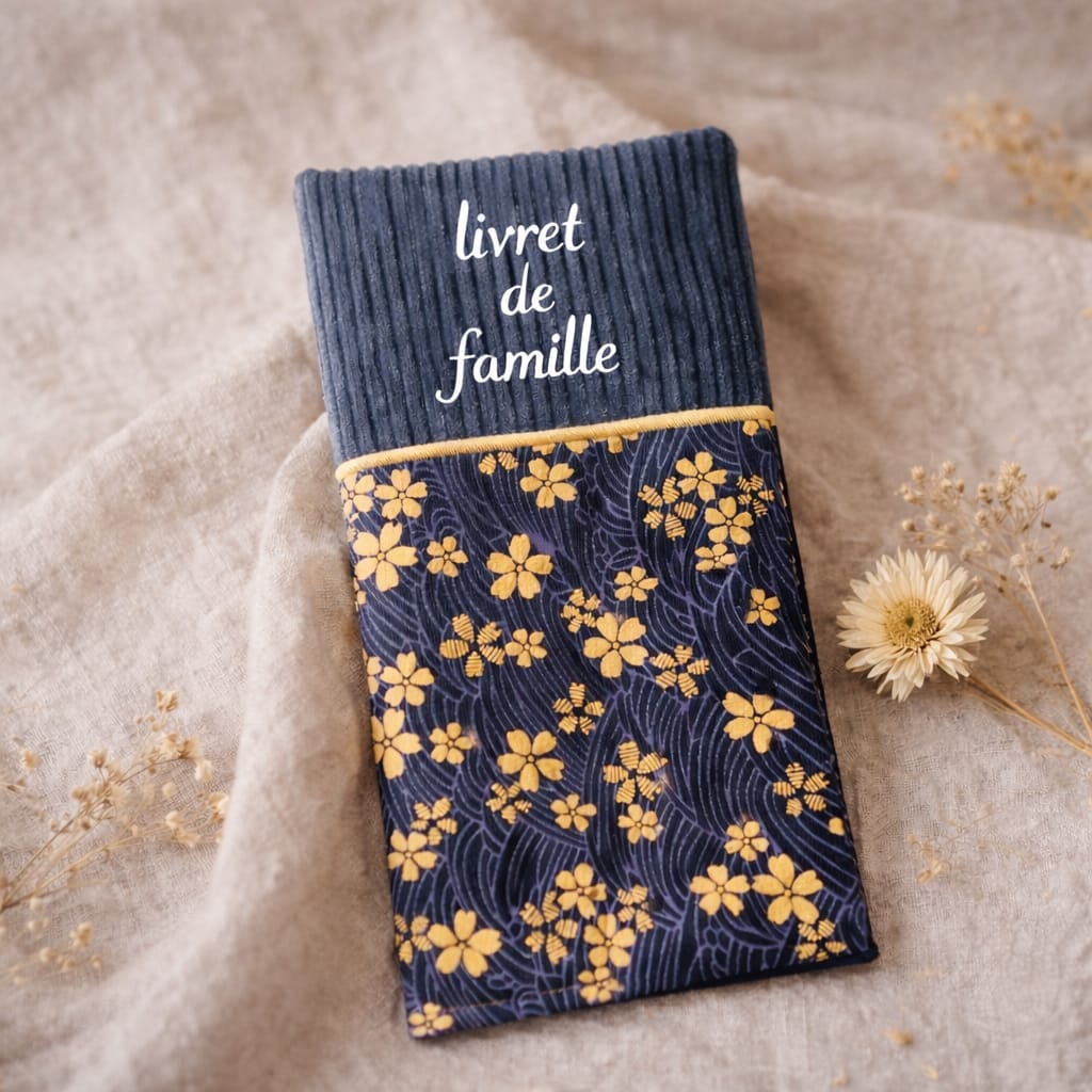 Protège , pochette  livret de famille Bleu personnalisable cocoleeline