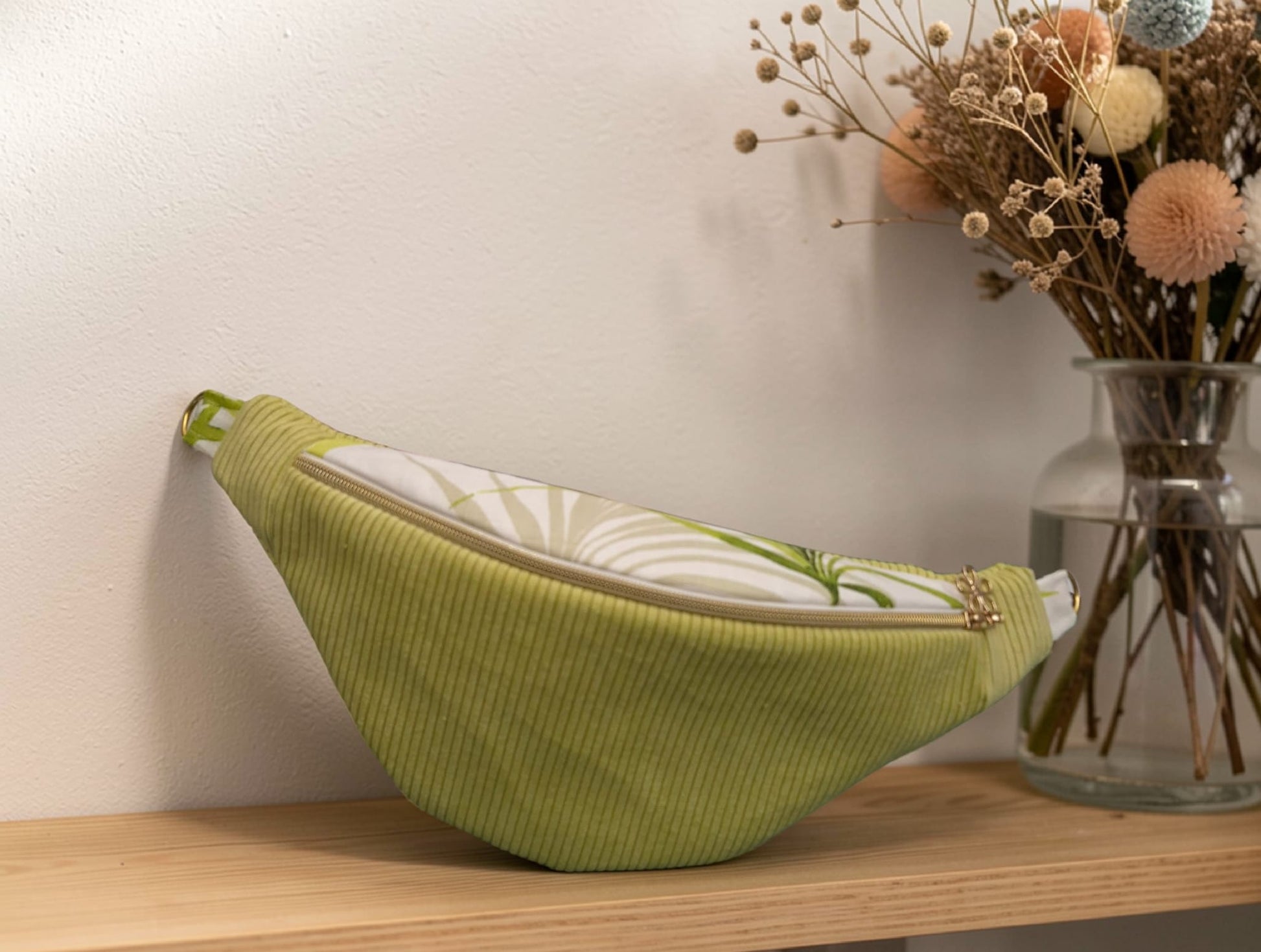 Sac banane femme velours côtelé vert anis Ma boutique