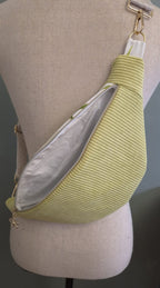 Sac banane femme velours côtelé vert anis Ma boutique