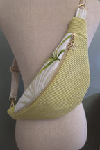 Sac banane femme velours côtelé vert anis Ma boutique