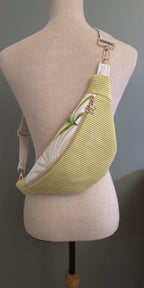 Sac banane femme velours côtelé vert anis Ma boutique