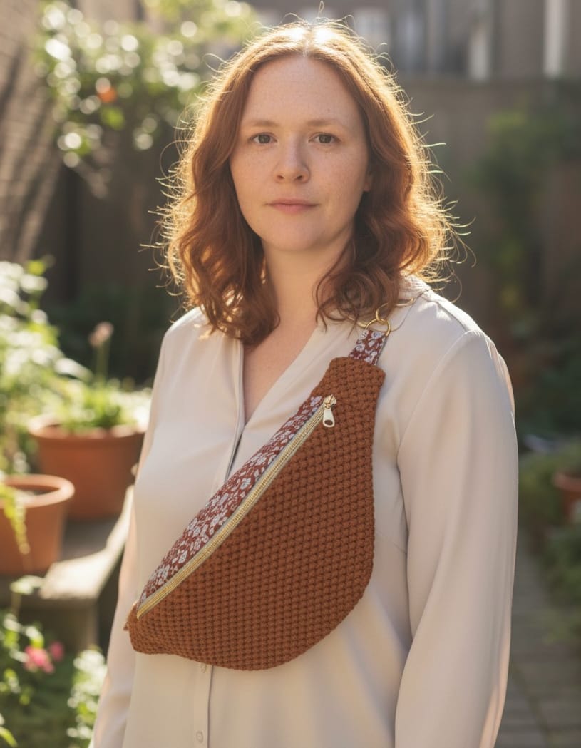 Sac banane pour femme  terracotta en tissu velours cocoleeline