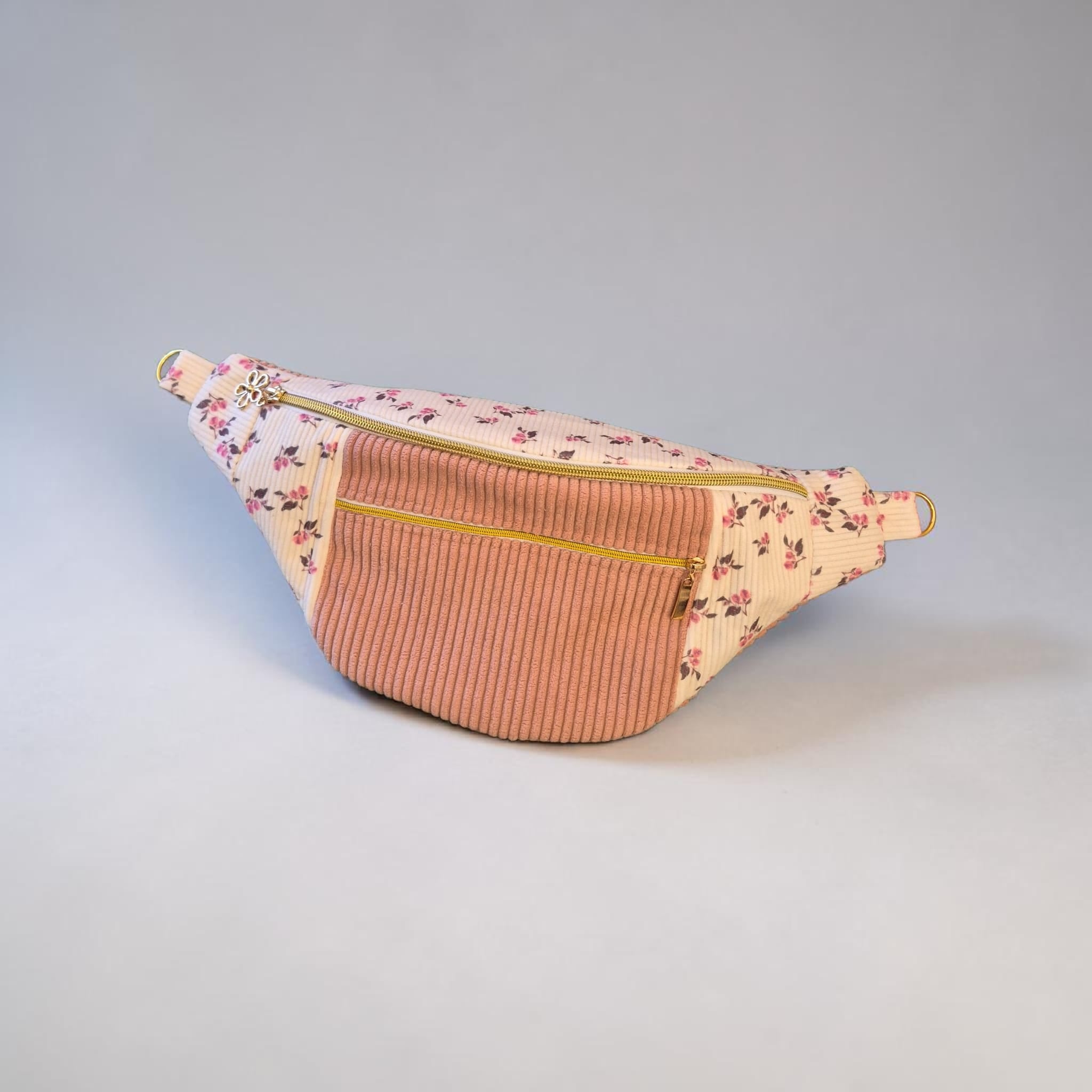 Sac banane velours côtelé & fleuri cocoleeline