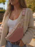 Sac banane pour femme en velours côtelé rose fleuri cocoleeline