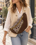 Sac banane pour femme XL velours côtelé rouille et léopard – Sac bandoulière cocoleeline