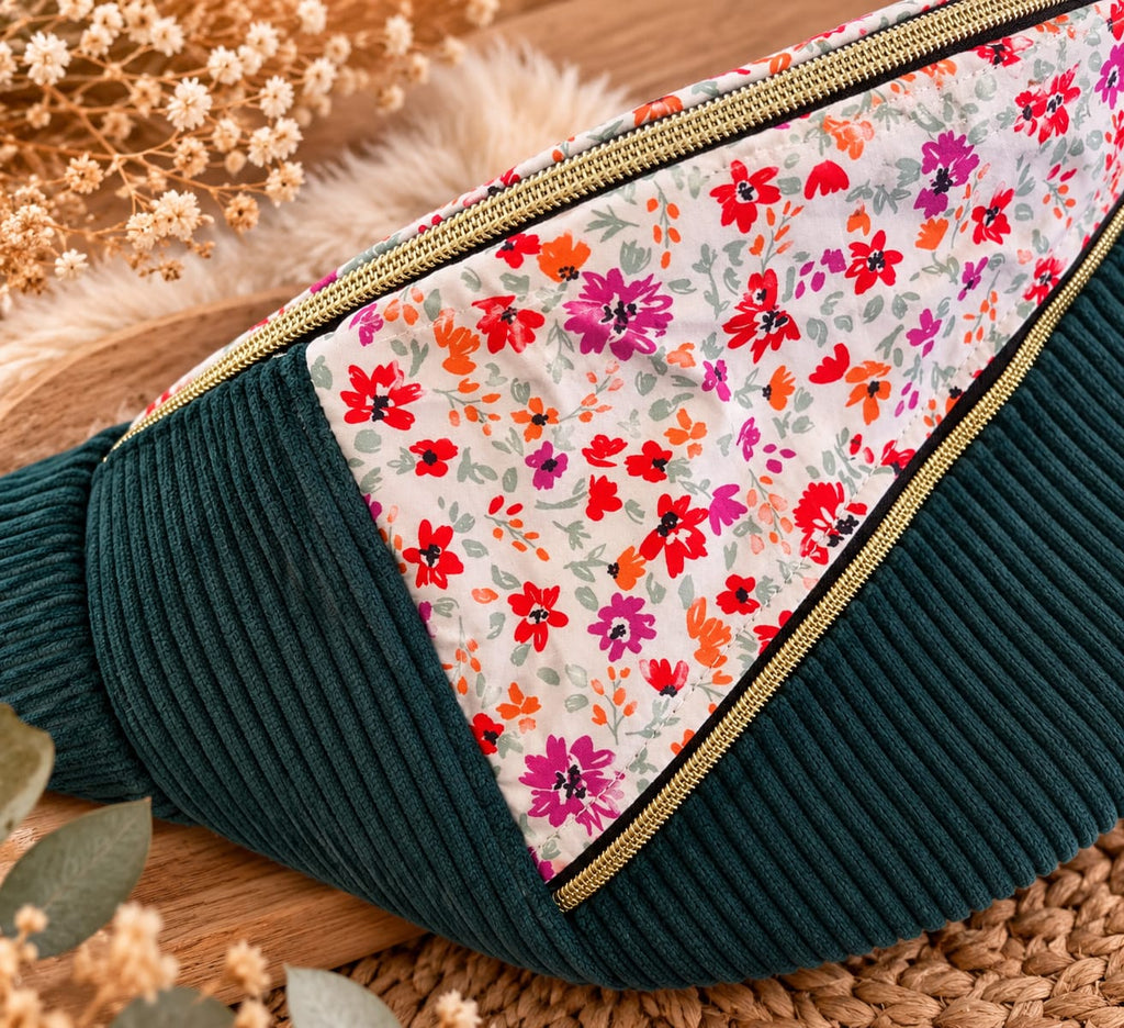 Sac banane femme XL , velours côtelé vert , 100% personnalisable cocoleeline