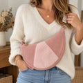 Sac banane demi-lune rose clair – Velours côtelé & moumoute Ma boutique