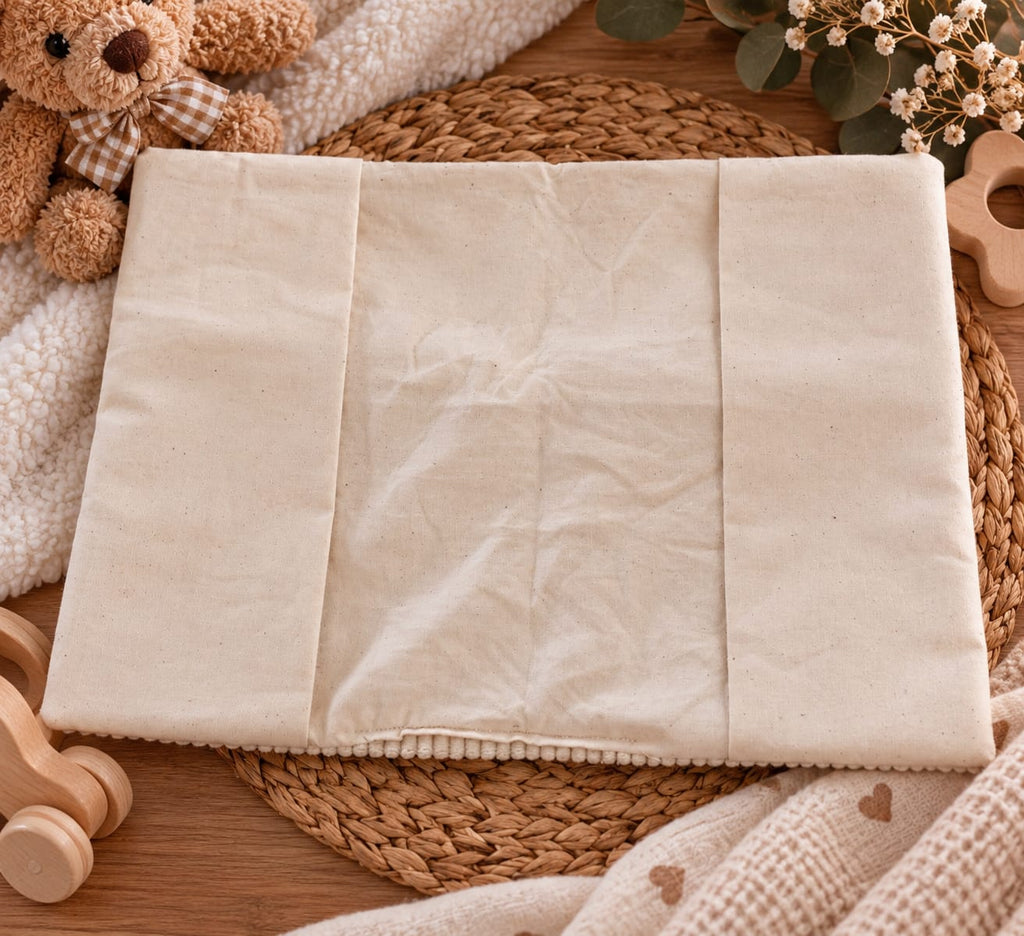Housse carnet de santé bébé avec prénom personnalisé sur étiquette cousue au tissu à motifs