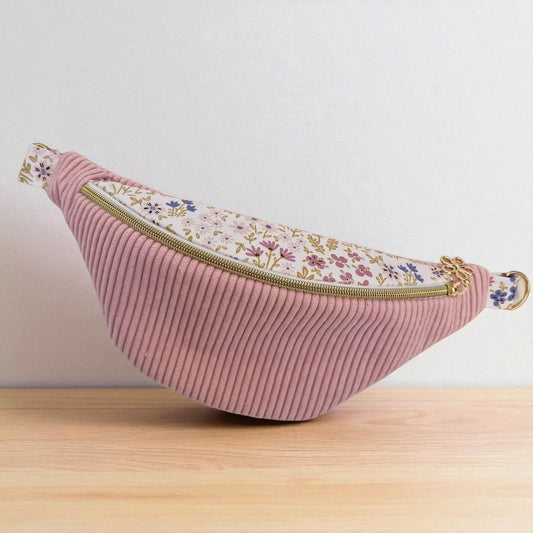 Sac banane en velours côtelé rose bonbon – Fait main en France " BONBON" cocoleeline