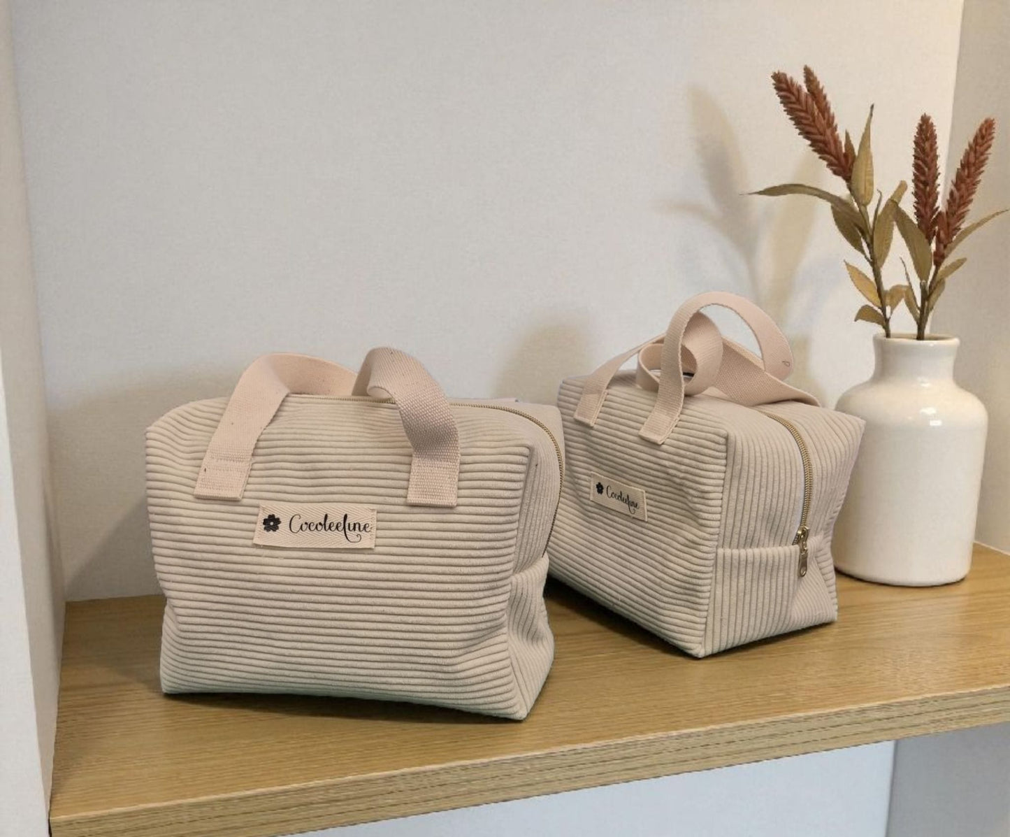 Trousse de toilette XL en velours côtelé , plusieurs coloris disponibles cocoleeline