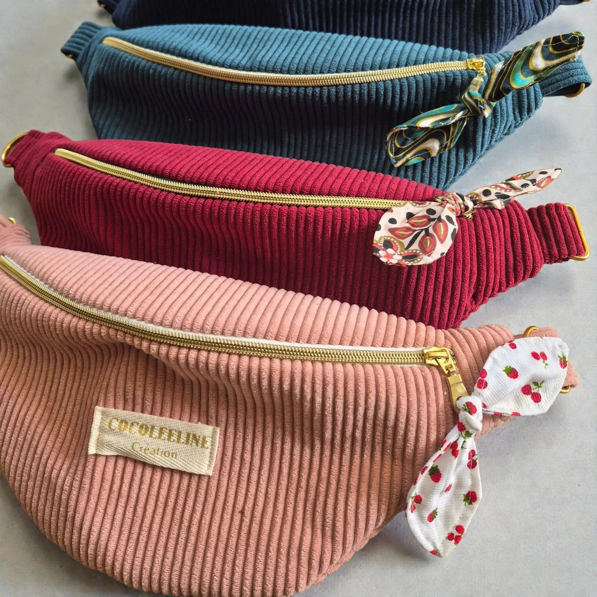 Sac banane pour femme en velours côtelé 100% personnalisable cocoleeline
