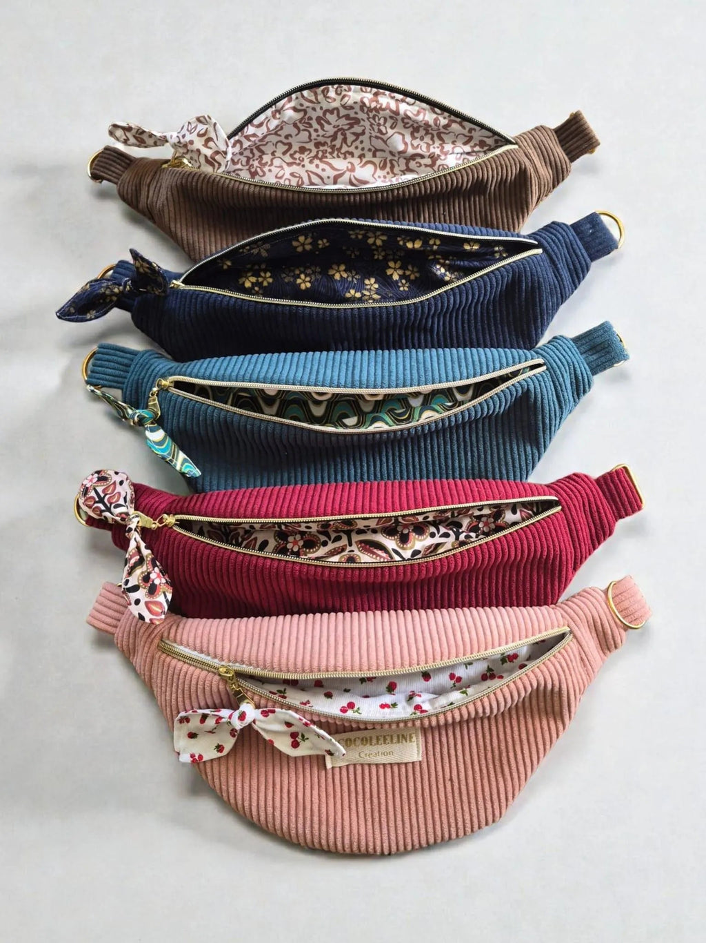 Sac banane pour femme en velours côtelé 100% personnalisable cocoleeline