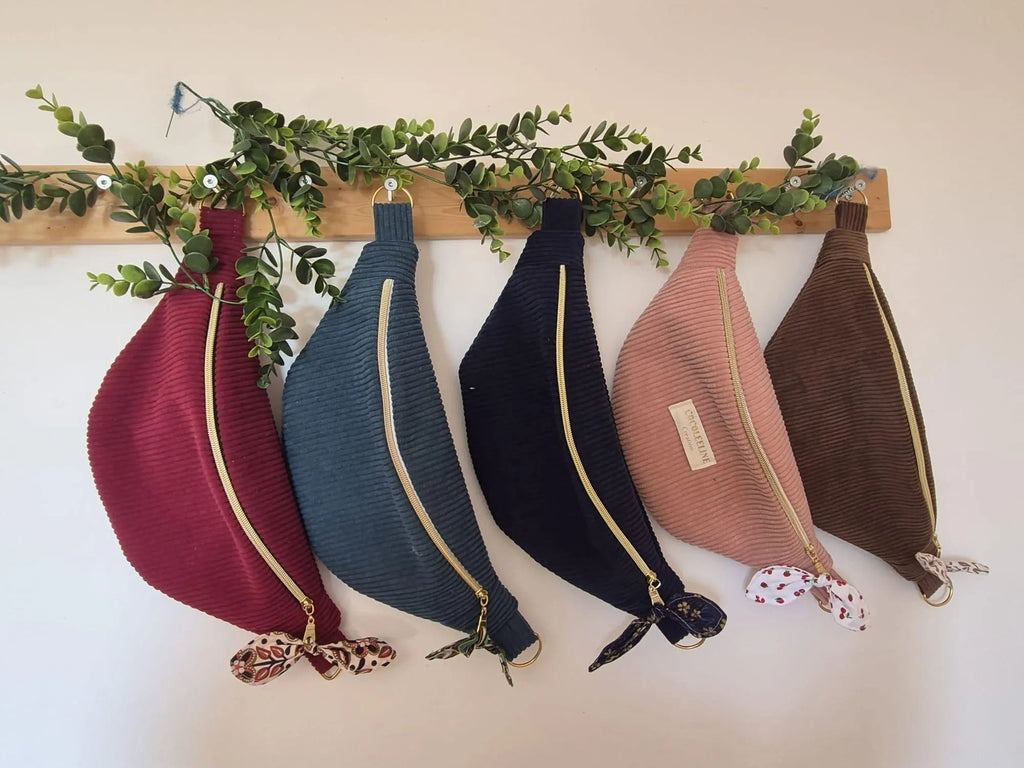Sac banane pour femme en velours côtelé 100% personnalisable cocoleeline