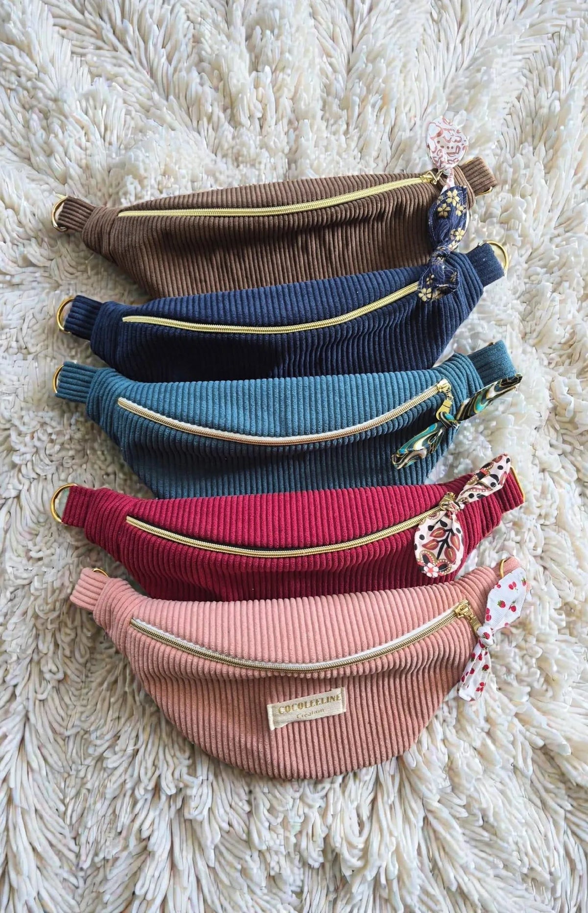 Sac banane pour femme en velours côtelé 100% personnalisable cocoleeline