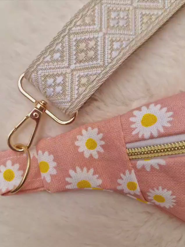sac banane rose pour femme fleuri 