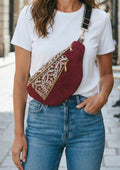 Sac banane pour femme XL en velours côtelé bordeaux cocoleeline