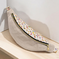 Sac banane femme en velours côtelé blanc écru motif papillon "BUTTERFLY" cocoleeline