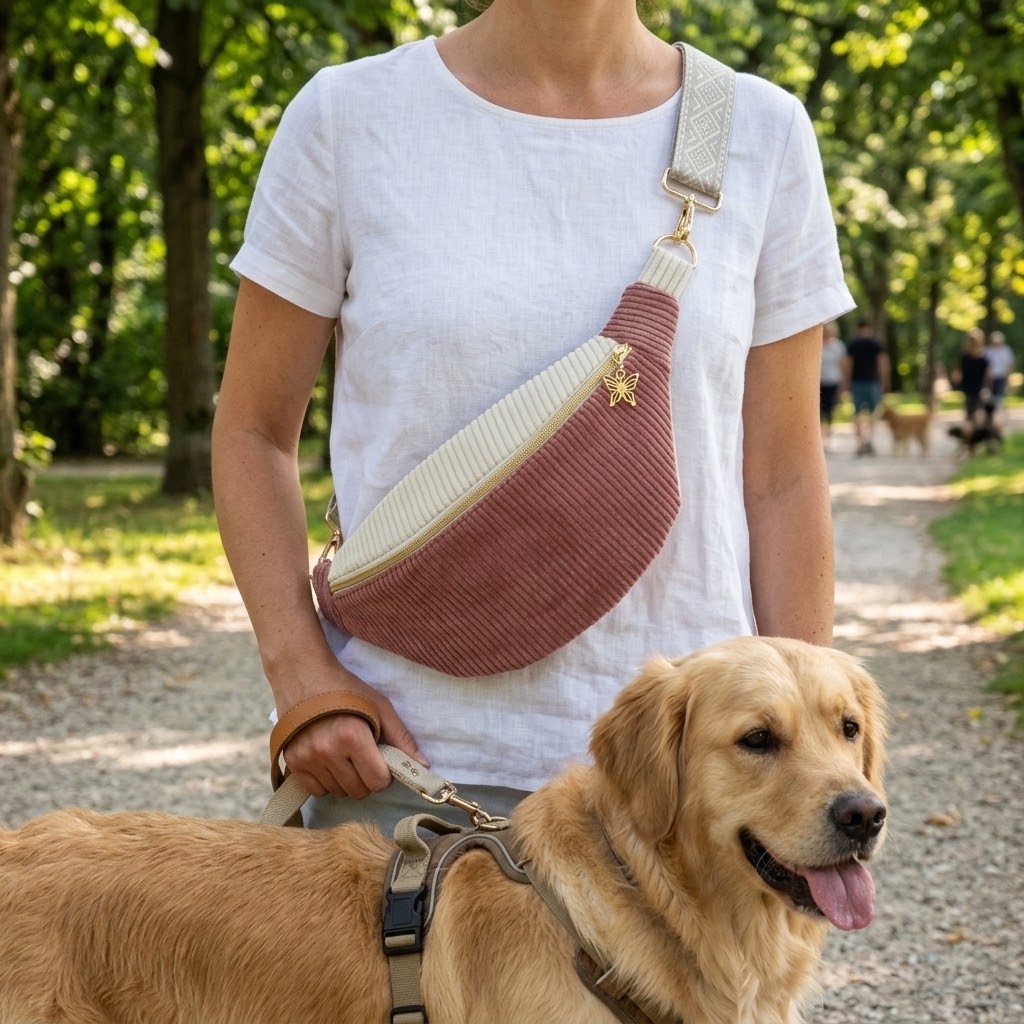 Sac Banane Écru et Rose avec Motifs Cœurs – Idée Cadeau Originale "OLIVE" cocoleeline