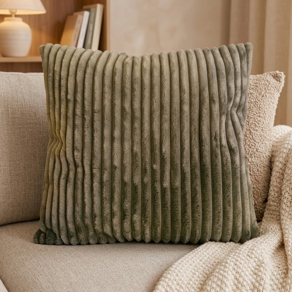 Housse de Coussin en Velours côtelé Vert – Douceur et Élégance cocoleeline